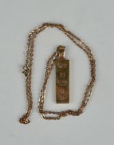 A 9CT GOLD INGOT ON CHAIN, Total weight 13gms
