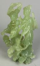 A PAIR OF CHINESE JADEITE FIGURES, 20th century 18cm x 11cm