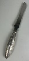 A JUDAICA SILVER 800 BREAD KNIFE, 30cm L