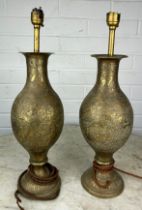 PAIR OF INDIAN BRASS LAMPS 46cm x 13cm