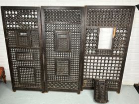 A 19TH CENTURY ANGLO INDIAN SCREEN (IN THREE PARTS) H 154CM X W 67CM