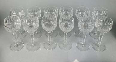 A COLLECTION OF TWELVE CUT GLASS CRYSTAL HOCK GLASSES (12) 19cm H each.