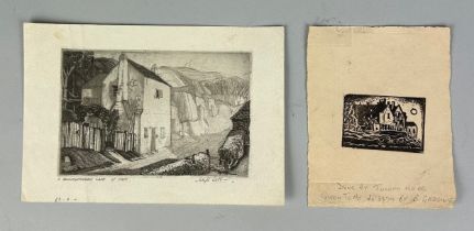 TWO ETCHINGS BY JOSEPH WEBB, Largest etching measures 14.5cm x 10cm, sheet a little larger.