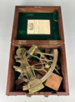 A BOXED SEXTANT BY THE HAYES BROTHERS, CARDIFF AND PORT TALBOT, With label inside for the National
