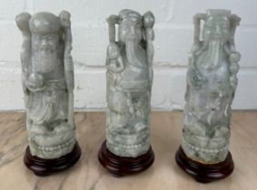 A SET OF THREE CHINESE MODERN JADE FIGURES (3), 18cm H each.