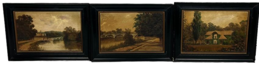JAMES ISIAH LEWIS (1861-1934) A TRIO OF OIL ON CANVAS PAINTINGS (3) Depicting Richmond Bridge,