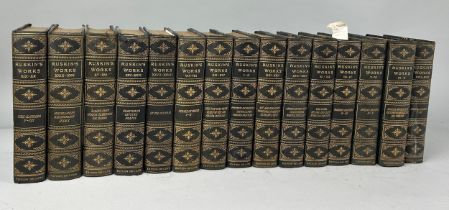 THE COMPLETE WORKS OF JOHN RUSKIN IN 26 VOLUMES LIMITED EDITION, Leather bound with marbled