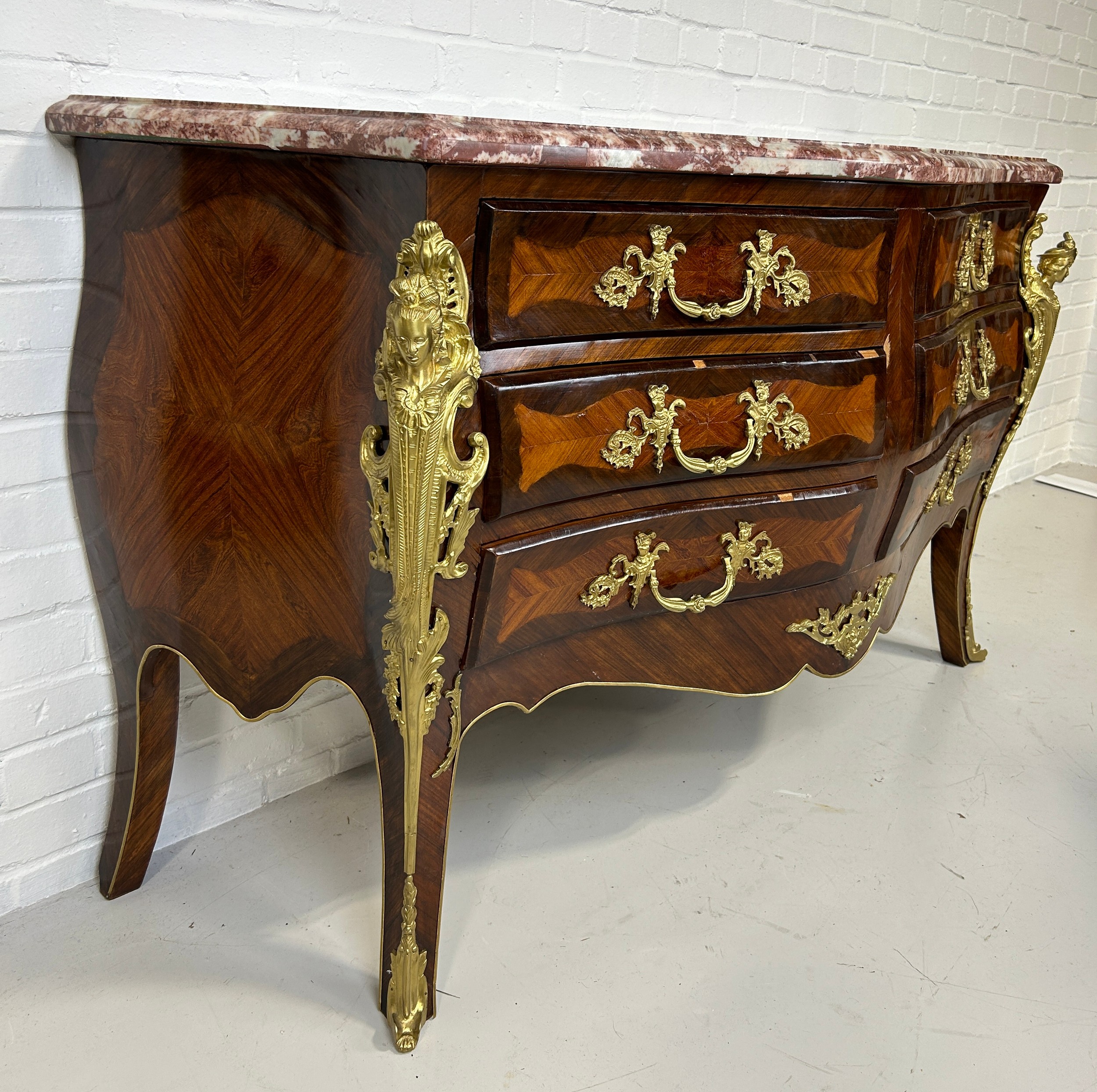 A LARGE LOUIS XVI STYLE BOMBE COMMODE WITH GILT BRONZE MOUNTS, 167cm x 95cm x 58cm - Image 3 of 9