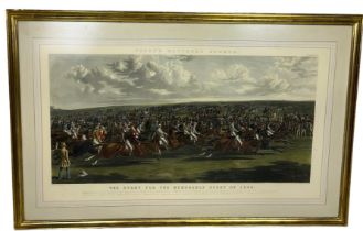 AFTER J.F. HERRING AND CHARLES HUNT: A PRINT DEPICTING THE START FOR THE MEMORIAL DERBY 1844,