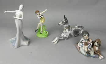 A COLLECTION OF LLADRO AND COPELAND FIGURES, To include a Lladro 'Great Dane'