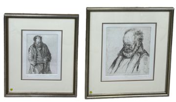 NEALE WORLEY (B.1962): TWO ETCHINGS OF A GENTLEMAN', One an artists proof, the other numbered