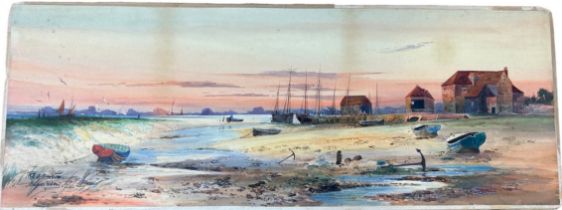 THOMAS SIDNEY (BRITISH) A WATERCOLOUR ON PAPER PAINTING LAID ON BOARD, TITLED 'MILL AT BOSHAM', 70cm