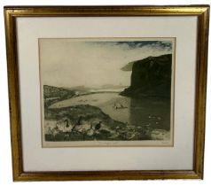 SCOTTISH INTEREST: A LITHOGRAPH 'DUNSAPIE LOCH' DEPICTING SEABIRDS, Numbered edition 77/150.