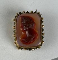 AN EMPEROR NERO CAMEO BROOCH IN 9CT GOLD, Weight: 7.0gms