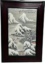 A CHINESE REPUBLIC PERIOD CERAMIC PANEL, 54cm x 31cm