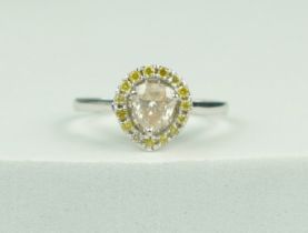 A LARGE NATURAL PEAR CUT PINK DIAMOND IN 18CT GOLD RING, Accompanied with a GCS certificate