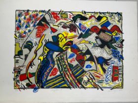 RENOS LOIZOU (CYPRIOT 1948-2013) 'COMPOSITION I' LITHOGRAPH PRINTED IN COLOURS, Numbered edition 5/