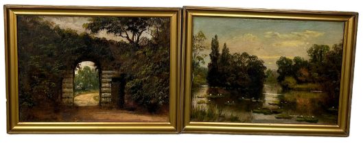 JAMES ISIAH LEWIS (1861-1934) A PAIR OF OIL ON CANVAS PAINTINGS (2) Depicting a river scene,