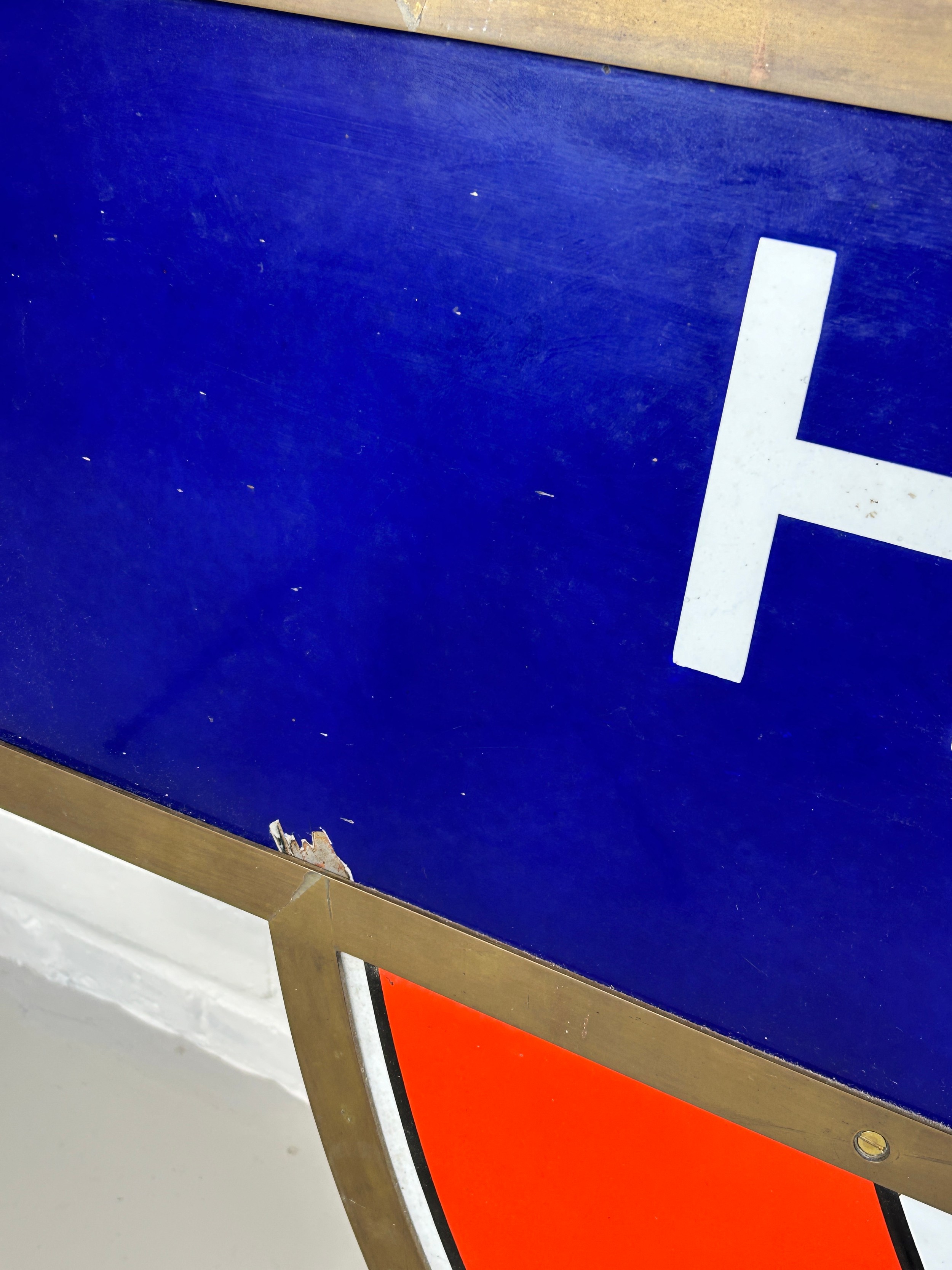 A LARGE LONDON UNDERGROUND RAILWAY SIGN FOR HOLBORN (KINGSWAY), With wooden board backing. - Image 2 of 6