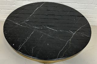 LIANG AND EIMIL CAMDEN ROUND COFFEE TABLE, Brushed brass base and black marble top. 90cm x 90cm x