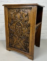 AN OAK SIDE TABLE CARVED WITH GRAPE VINES, 68cm x 48cm x 36cm