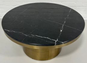 LIANG AND EIMIL CAMDEN ROUND COFFEE TABLE, Brushed brass base and black marble top. 90cm x 90cm x