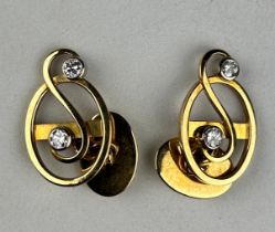 A PAIR OF 18CT GOLD AND DIAMOND CUFFLINKS, Weight: 9.0gms