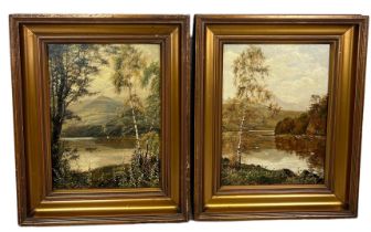 THEO HINES (1876-1899) A PAIR OF OIL PAINTINGS ON CANVAS 'BY LOCH ARD' AND 'KILLARNEY', 38cm x