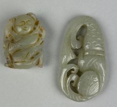 TWO CHINESE JADE CARVINGS, Largest 6cm x 3cm