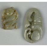 TWO CHINESE JADE CARVINGS, Largest 6cm x 3cm