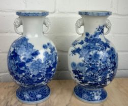 A PAIR OF JAPANESE 'SETO' WARE VASES, 26cm H