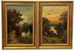 JAMES ISIAH LEWIS (1861-1934) A PAIR OF OIL ON CANVAS PAINTINGS 'RIVER VIEWS FROM TOP OF RICHMOND