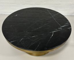 LIANG AND EIMIL CAMDEN ROUND COFFEE TABLE, Brushed brass base and black marble top. 90cm x 90cm x