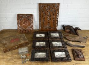 A COLLECTION OF AFRICAN ITEMS TO INCLUDE A POSSIBLY FOREIGN SILVER BOX (QTY)