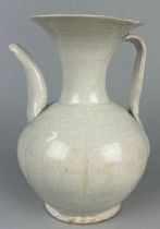 A CHINESE QINGBAI LOBED EWER, SONG TO YUAN DYNASTY, 19.3cm H x 14cm W