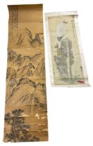 TWO CHINESE PAINTING SCROLLS, Largest 167cm x 47cm
