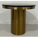 LIANG AND EIMIL CAMDEN SMALL ROUND OCCASIONAL TABLE, Brushed brass bases and black marble top.