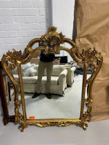 A LARGE MODERN FRENCH STYLE GILT WOOD WALL MIRROR, 140cm x 120cm