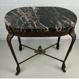 A FRENCH GUERIDON OR OCCASIONAL TABLE WITH MARBLE TOP, The bronze base with four legs with