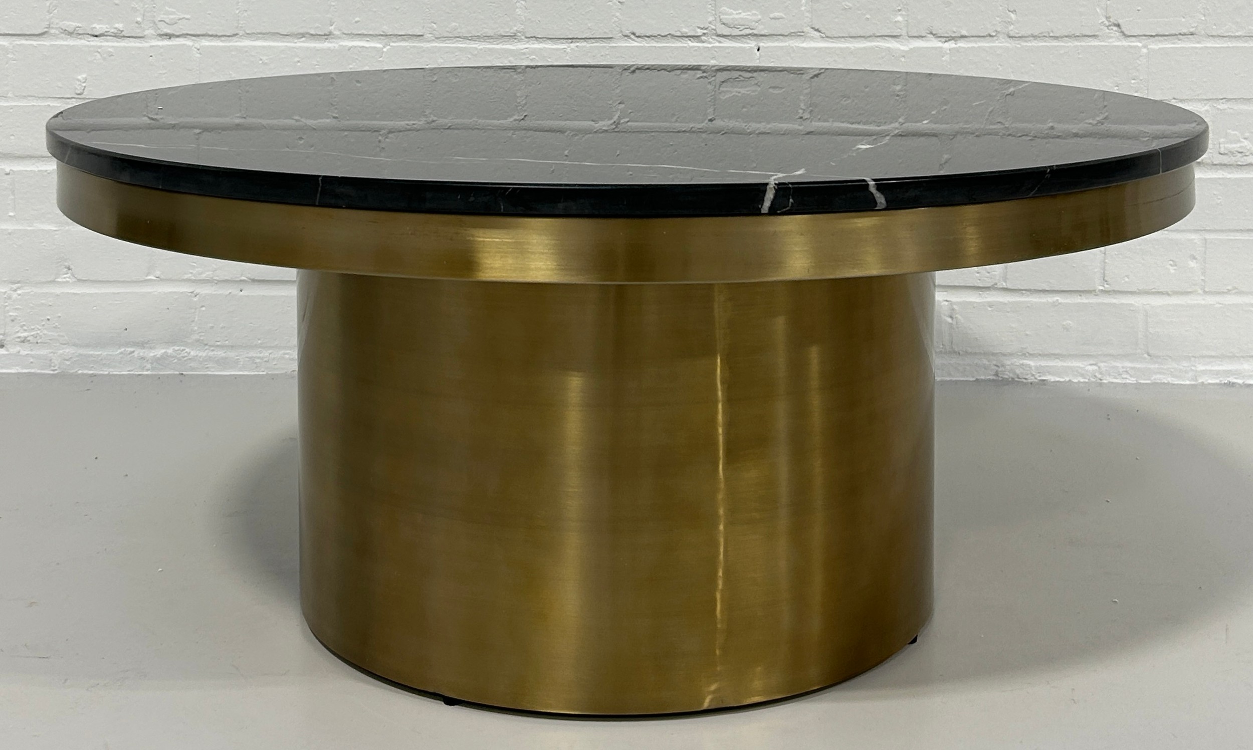LIANG AND EIMIL CAMDEN ROUND COFFEE TABLE, Brushed brass base and black marble top. 90cm x 90cm x - Image 4 of 4