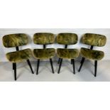 A SET OF FOUR ITALIAN MID CENTURY DESIGN DINING CHAIRS UPHOLSTERED IN GREEN 'MARBLE EFFECT'