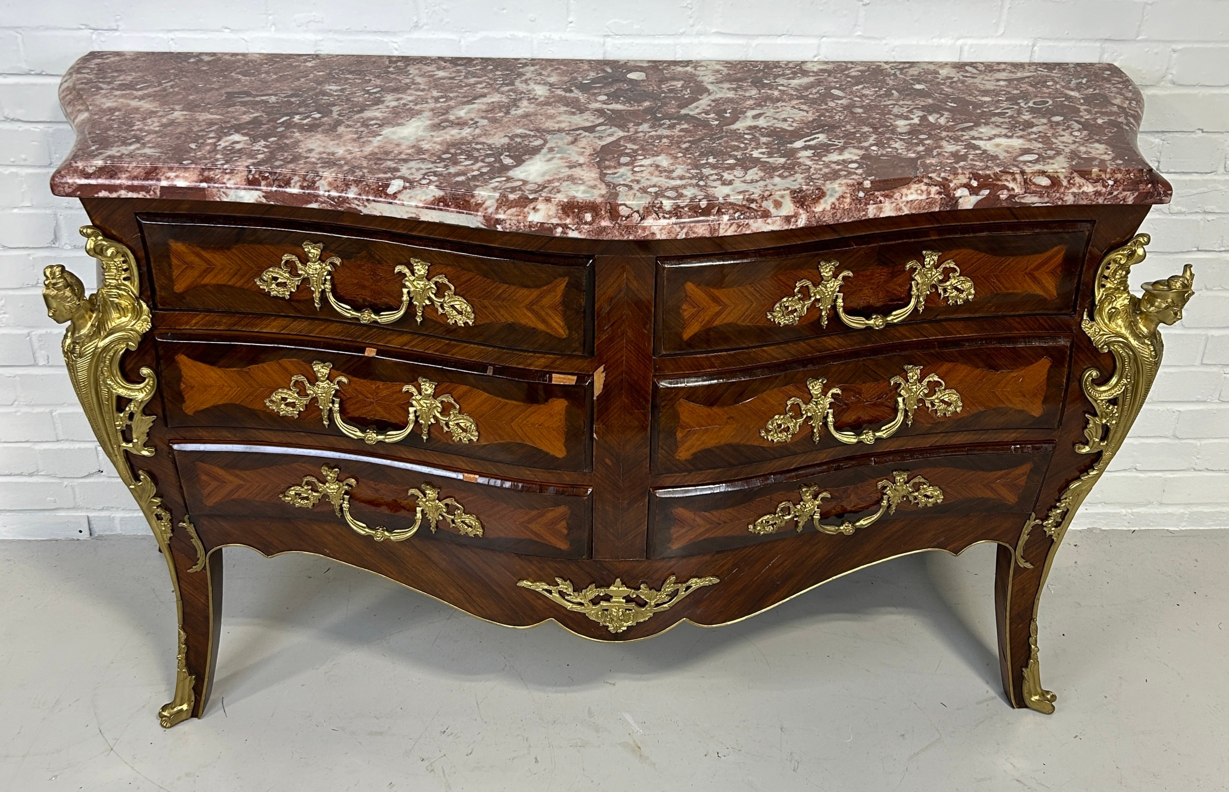 A LARGE LOUIS XVI STYLE BOMBE COMMODE WITH GILT BRONZE MOUNTS, 167cm x 95cm x 58cm - Image 2 of 9