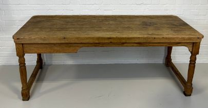 A LARGE PINE FARMHOUSE TABLE WITH PLANK TOP, 198cm x 86cm x 72cm