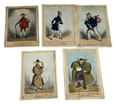 A COLLECTION OF FIVE 19TH CENTURY HAND COLOURED POLITICAL OR SATIRICAL ENGRAVINGS INCLUDING TWO BY