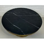 LIANG AND EIMIL CAMDEN ROUND COFFEE TABLE, Brushed brass base and black marble top. 90cm x 90cm x