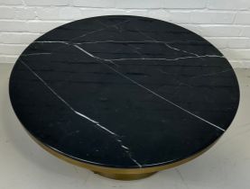 LIANG AND EIMIL CAMDEN ROUND COFFEE TABLE, Brushed brass base and black marble top. 90cm x 90cm x