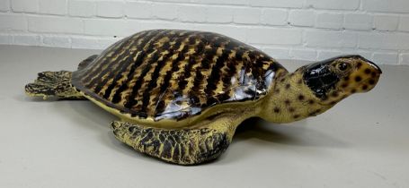 A PAINTED SCULPTURAL MODEL OF A SEA TURTLE, 90cm x 55cm