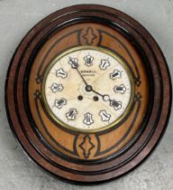 A CASED CLOCK BY BOXELL BRIGHTON WITH MARBLE FACE AND PORCELAIN NUMERALS 56cm x 48cm x 12cm