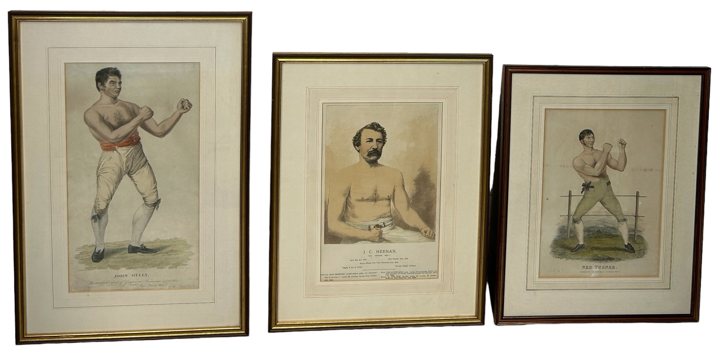 BOXING / PUGILIST INTEREST: A SET OF THREE COLOURED PRINTS (3), 'John Gully' after H.Pugh and J.