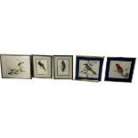 A COLLECTION OF FIVE BIRD PRINTS (5) Mostly framed and glazed. One frame and glass damaged.